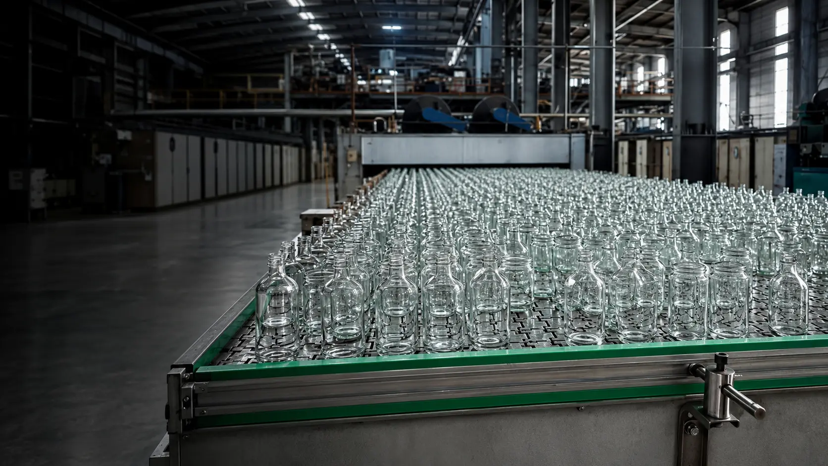 Glass bottles on the XZNS production line